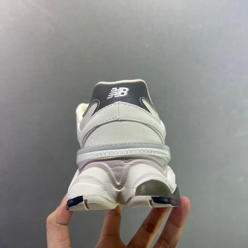 New Balance 9060 Women's White & Navy Chunky Retro-Runner Sneaker - Picture 3 of 7